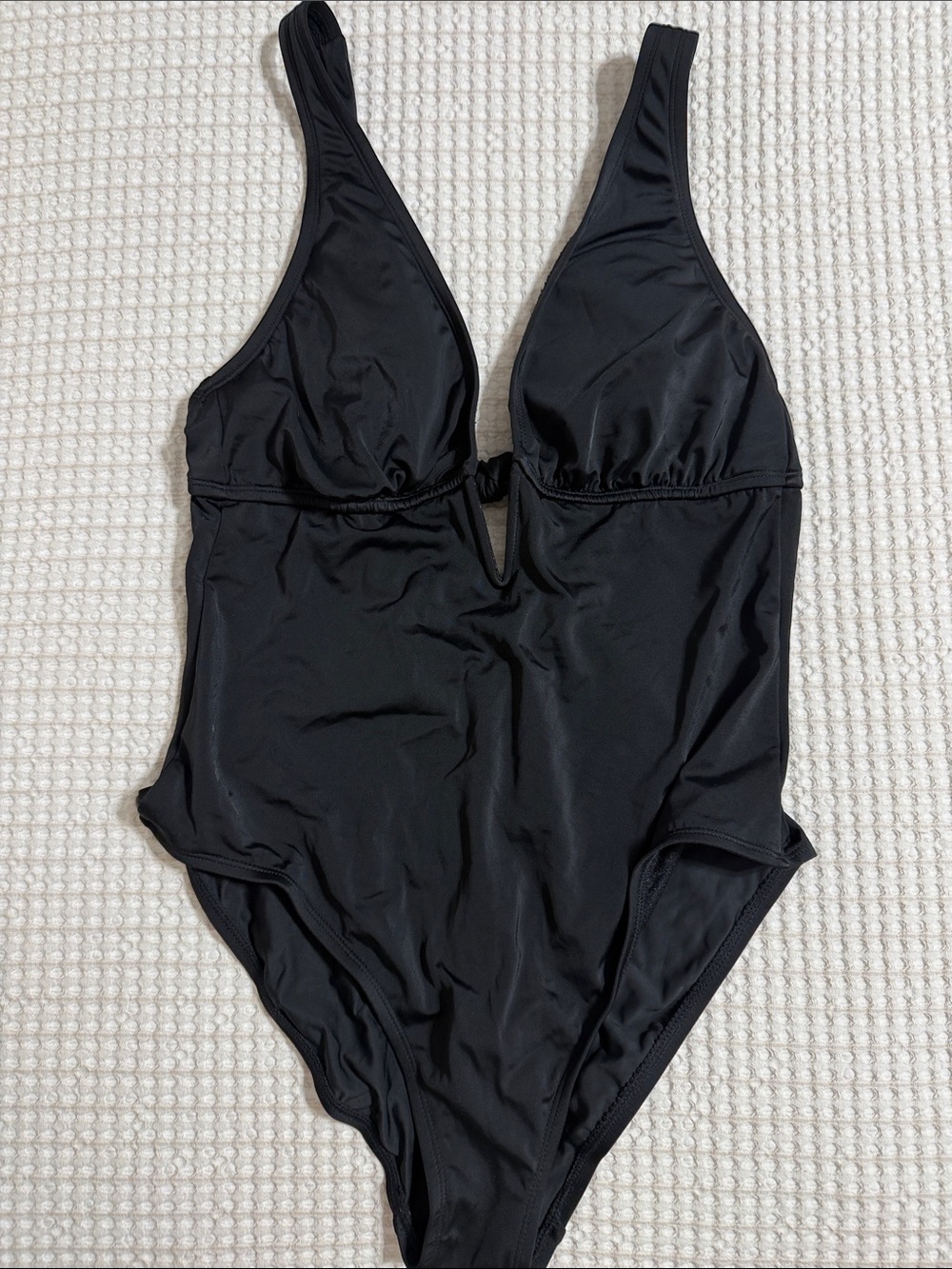 Shade & Shore Black Women’s One-Piece Swimsuit with V-Notch